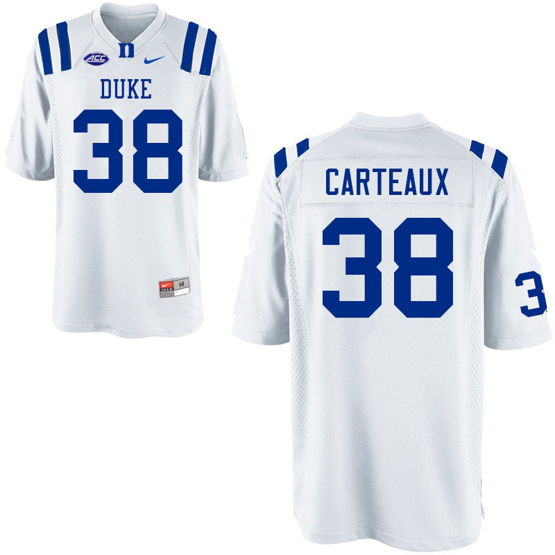 Men #38 Cole Carteaux Duke Blue Devils College Football Jerseys Sale-White